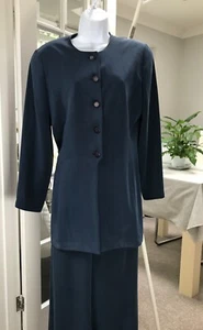 Jacques Vert Navy Trouser Suit Size 10-14GB, 40-44F Good Condition Lightweight - Picture 1 of 16