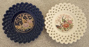 Two Japanese Decorative Open Work / Perforated Porcelain Plates - 6" or 15cm - Picture 1 of 6