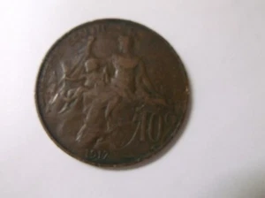 1912 5 cents,1917 10 Cents Republic of Francaise - 2 Coins - Picture 1 of 4