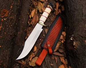 Handmade D2 Stag Hunting Knife with Leather Sheath For Camping & Outdoor 16" - Picture 1 of 1