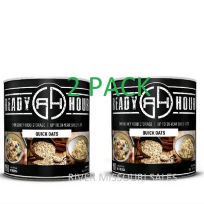 2 упаковки Essentials Ready Hour Quick Oats, банки No10 2,5 фунта, еда на случай чрезвычайных ситуаций 30 лет  - Изображение 1 из 4