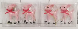 NEW Target Wondershop 4 Mini Pink Retro Deer Christmas Tree Ornaments 2023 - Picture 1 of 2