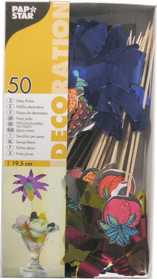 Papstar Deko Picker Partypicker Palmblätter Höhe 19.5cm 50 Stück - Bild 1 von 1