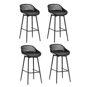 Gardeon 4pcs Outdoor Bar Stools Plastic Metal Bistro Patio Dining Chair Balcony - Picture 1 of 6