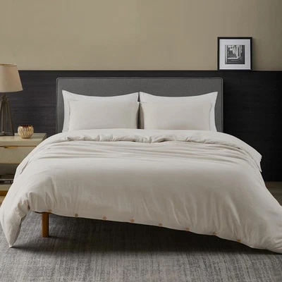 DAPU Linen Duvet Cover Queen, Washed Lightweight Bedding Set with Buttons Closur - Image 1 of 4