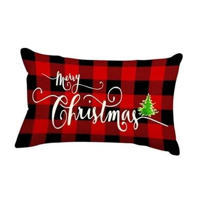  Fundas de Almohada de Navidad 12x20 Pulgadas 20" x 12" (Pack de 1) Feliz Navidad Rojo Foto 1 de 4