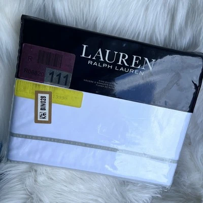 Funda nórdica Ralph Lauren Spencer algodón satén borde KING $420 salvia/blanco Foto 1 de 4