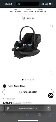 Assento de carro Cybex Aton G ajustável lua preto expira 03/2030 - Imagem 1 de 4