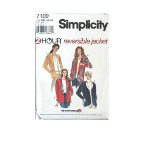 Chaqueta abierta reversible patrón de costura Simplicity 7109 tallas XS-M sin cortar - Imagen 1 de 4