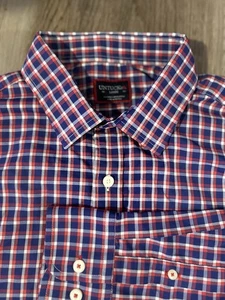 Untuckit Shirt Mens Large Blue Red White Plaid Stuhlmuller Stretch Casual - Picture 1 of 10