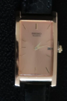 RELOJ SEIKO 7N89 5A0H CUARZO CAJA ORO ROSA ESTAMPADO LAGARTO CORREA DE CUERO UN CLÁSICO Foto 1 de 4
