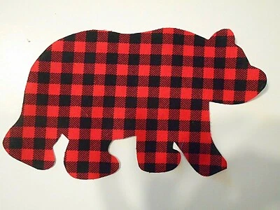 Медведь * Buffalo красный / черный клетку * проверить железа на плавкий лоскутное одеяло блок аппликация - Изображение 1 из 3