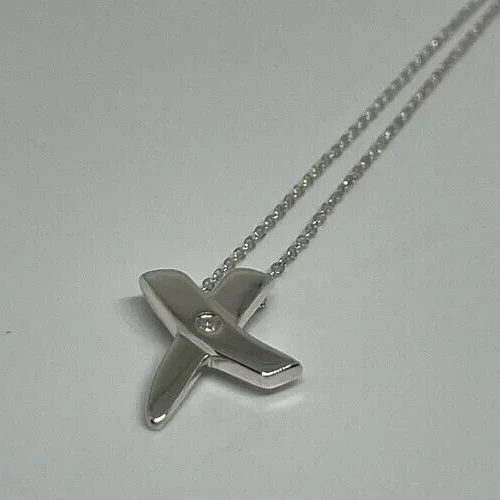 Tiffany & Co. Silver Diamond Picasso X Kiss Necklace - Image 1 of 4