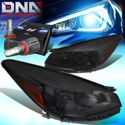 FOR 2013-2016 FORD ESCAPE SIDE SIGNAL HEADLIGHT LAMP W/LED KIT+COOL FAN SMOKED - Изображение 1 из 4
