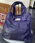 Vintage Leather Cynthia Rowley Large Purple Tote Bag Handbag Double Handles