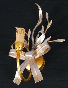 Applique stanza da letto in foglia oro e argento antico fatto a mano art.583 - Foto 1 di 3