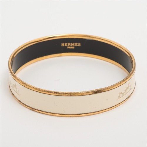 HERMÈS Autentico Bracciale HERMES Smalto GM Logo Motivo Carrozza GP × Smalto Oro × Crema