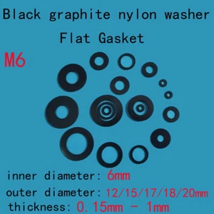 30pcs M6 Black Graphite Nylon Washers Flat Gasket 12/15/17/18/20mm OD 0.15mm-1mm - Picture 1 of 2