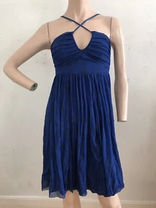 H&M BLUE MESH STAR PRINT RETRO FUN CUTE PARTY DRESS UK 10 EU 36 US 6 SMALL BNWT - Picture 1 of 12