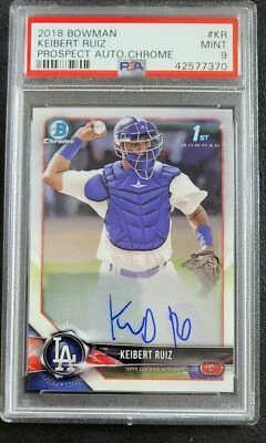 KEIBERT RUIZ 2018 Bowman Chrome Prospect Base Auto PSA 9 DODGERS NATIONALS AUTO - Image 1 of 4