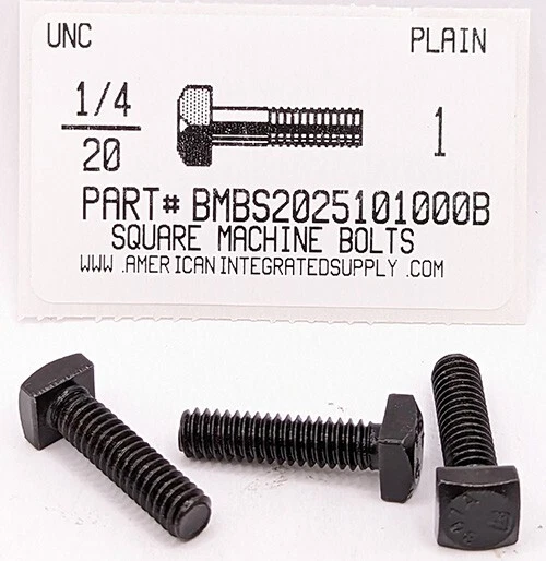 AMERICANINTEGRATEDSUPPLY.COM 1/4-20x1 SQUARE HEAD MACHINE BOLTS STEEL PLAIN (20)