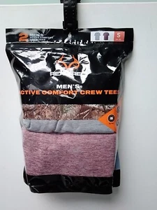 Realtree Mens Active Comfort Crew Tee Shirts Small(34-36) Pack of 2 Gray/Red - Picture 1 of 9