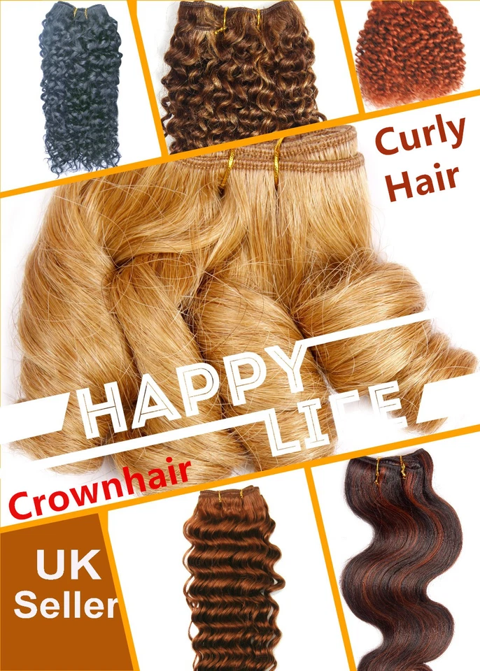 8"2pcs 12" 14" 18" Curly Hair 100% Human Hair Weave Weft Extensions Multi-Color  - Image 1 of 1