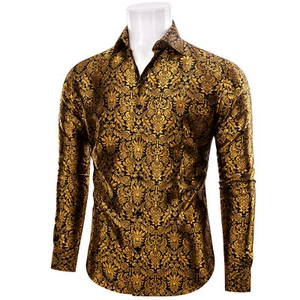 Men's Shirts Long Sleeve Casual Button Down Dress Shirt Solid Paisley Floral Top - Picture 1 of 56