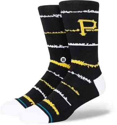 NWT Stance Pittsburgh Pirates Chalk Mens Crew Socks L (9-13) Black - Image 1 of 3