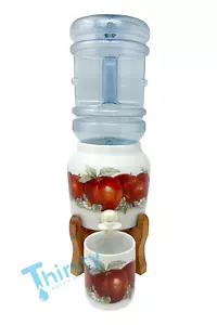 Juego de dispensadores de barro de agua manzanas cerámica medio galón botella de agua taza grifo nuevo - Imagen 1 de 3