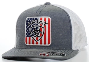 ARIAT HERREN FLEXFIT 110 DRUCKKNOPFLASCHE USA FLAGGE DENIM WEISSES NETZ OSFA A30006552 - Bild 1 von 1