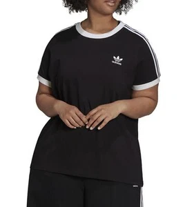WOMENS ADIDAS ORIGINALS 3 STRIPES T SHIRT PLUS SIZE BNWT UK XL-XXXXL LAST 4 - Picture 1 of 3
