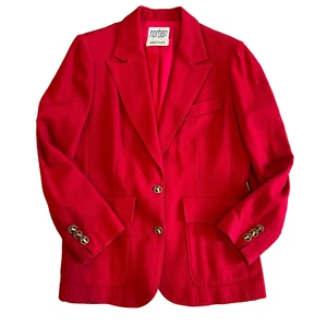 Norben California Joseph Magnin Red Wool Blazer Vintage Office Work Career - Picture 1 of 11