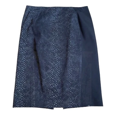 Sexy Falda Elie Tahari Satinada Negra Estampado Piel de Serpiente Talla 6 Forrada Foto 1 de 4