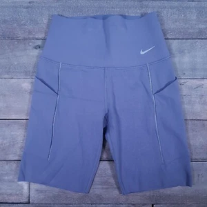 NIKE Universa Medium-Support High Waisted 8" Biker Shorts Womens XS Blue - Picture 1 of 8