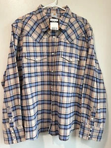 NEU Carhartt Flanellhemd Damen 2XL creme lila kariert Pearl Snap Carhart - Bild 1 von 10