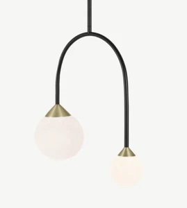 MADE.com Faye Pendant Ceiling Light Asymmetric Lamp Black & Antique Brass NEW - Picture 1 of 5