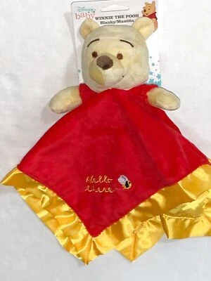 NUEVO CON ETIQUETAS Disney Baby Winnie The Pooh Hello There Manta de Seguridad Satinada/Lovey Unisex Foto 1 de 4