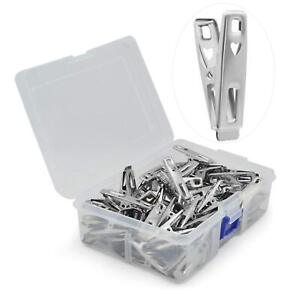 VIPbuy 60 PCS Strong Stainless Steel Clothes Pins Metal Laundry Clips with St