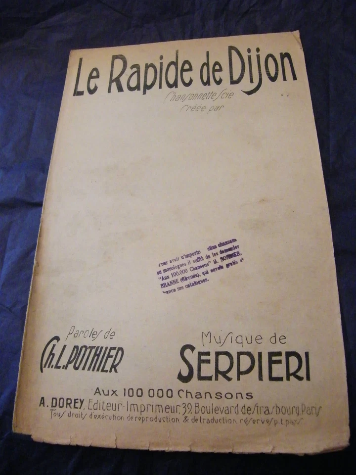 " Partition the Fast Of Dijon Serpieri Music Sheet " - Image 1 of 1