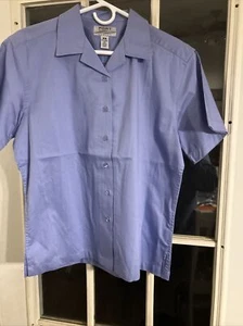 Port Authority Ladies Light Blue Short Sleeve Cotton Casual Work Shirt, Size M - Picture 1 of 3