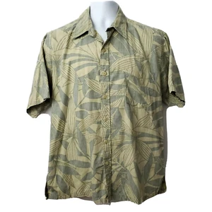 Tori Richard Hawaiian Shirt Mens L Cruise Tropical Green Floral Button - Picture 1 of 9