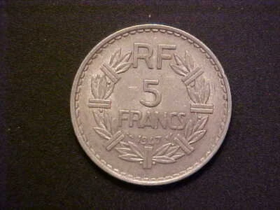 Francia 1947 5 Francos KM# 888b Abierto "9" - ¡Bonito Circ de Alto Grado! -d4446xnc Foto 1 de 2