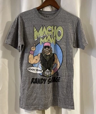 Camiseta gris jaspeado manga corta WWE Randy Macho Man Savage para hombre talla mediana Foto 1 de 4