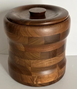 Vtg Handmade Black Walnut Ice Bucket | Solid Wood | Made in USA | Mid Century - Picture 1 of 5
