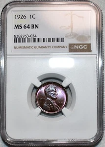 NGC MS-64 BN 1926-P Lincoln Cent, Radiant, Gorgeously Toned specimen. - Picture 1 of 2