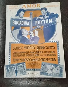 AMOR BROADWAY RHYTHM GEORGE MURPHY & GINNY SIMMS 1943 - MUSIC SHEET - Picture 1 of 3