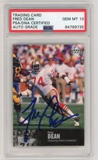 FRED DEAN Signed 1997 Upper Deck Legends Card #97 SAN FRAN 49ERS - PSA 10 AUTO