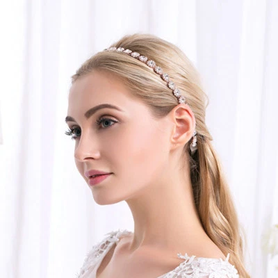 Diadema redonda de cristal con diamantes de imitación para boda banda para el cabello cinta cinturón Foto 1 de 4