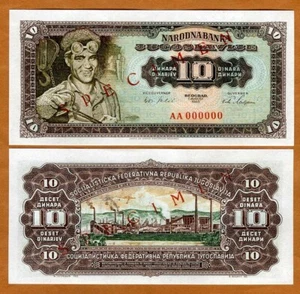 Specimen, Yugoslavia, 10 dinara, 1965, P-78s, UNC - Picture 1 of 1